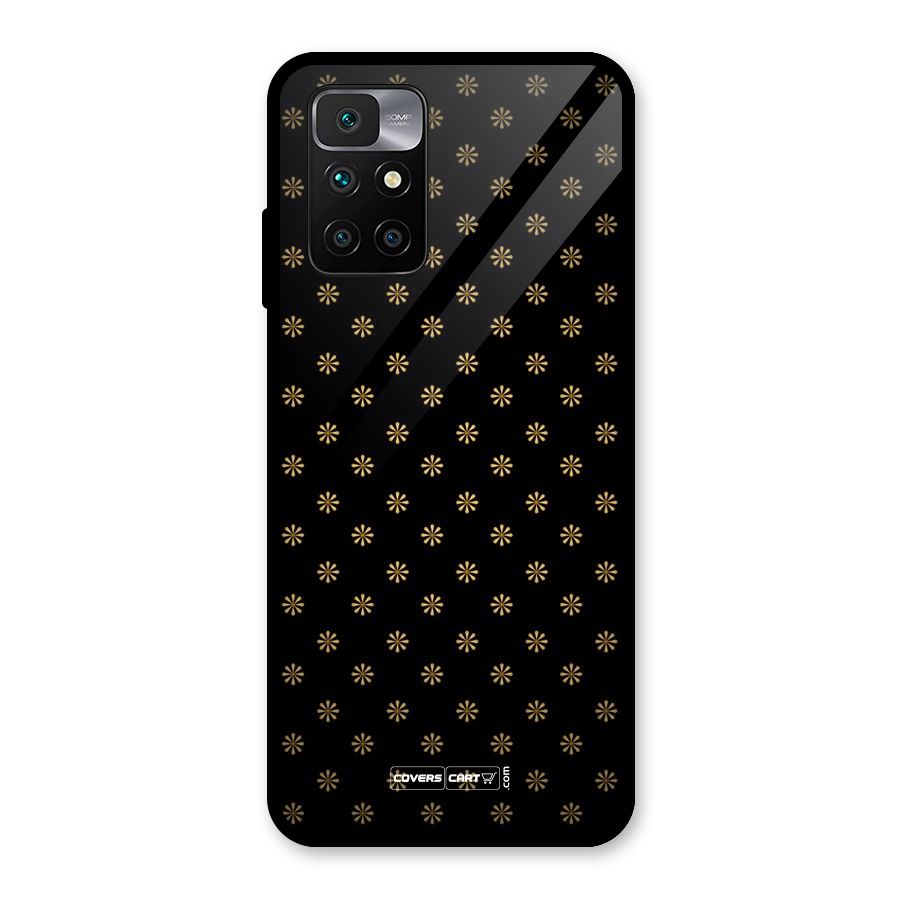 Golden Flowers Glass Back Case for Redmi 10 Prime