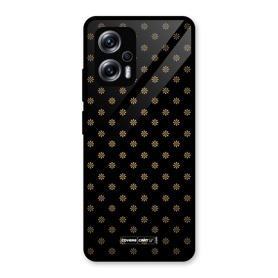 Golden Flowers Glass Back Case for Redmi K50i
