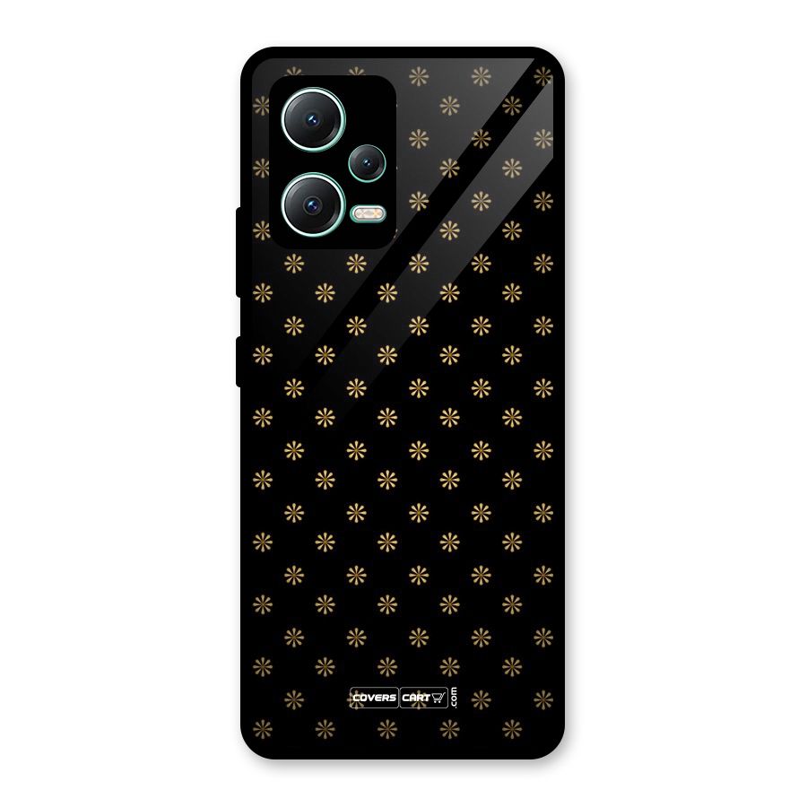 Golden Flowers Glass Back Case for Redmi Note 12 5G