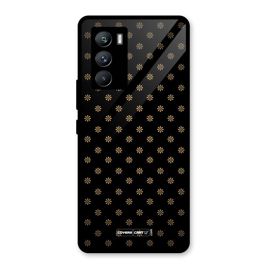 Golden Flowers Glass Back Case for Vivo iQOO 9 SE