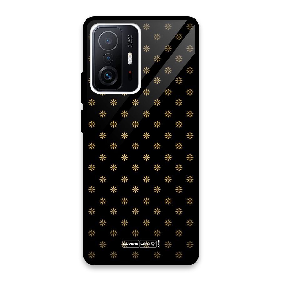 Golden Flowers Glass Back Case for Xiaomi 11T Pro
