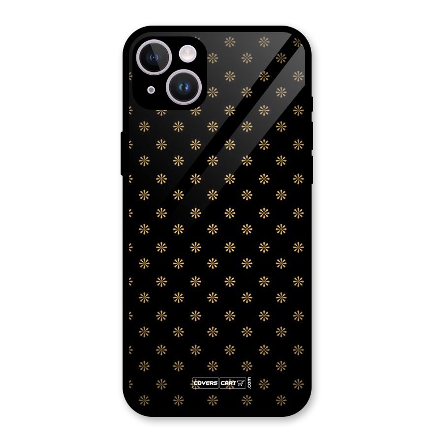 Golden Flowers Glass Back Case for iPhone 14 Plus