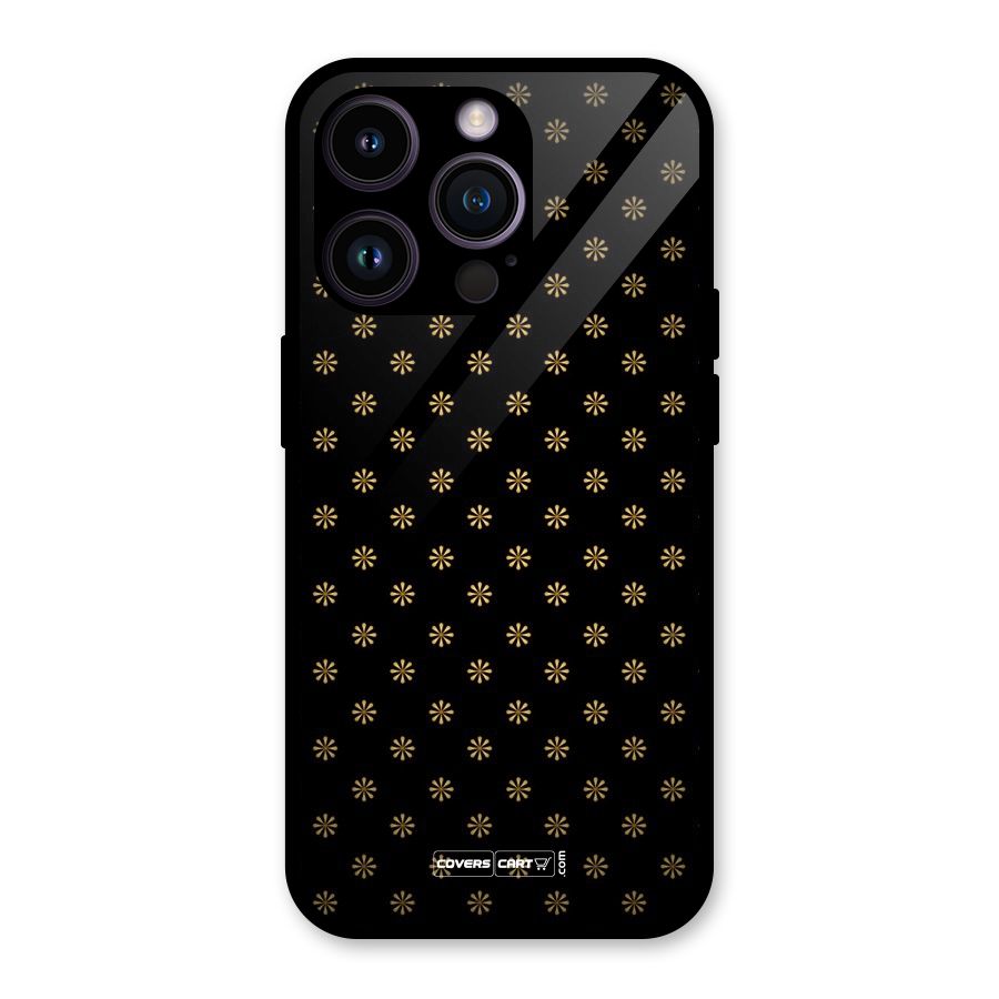 Golden Flowers Glass Back Case for iPhone 14 Pro