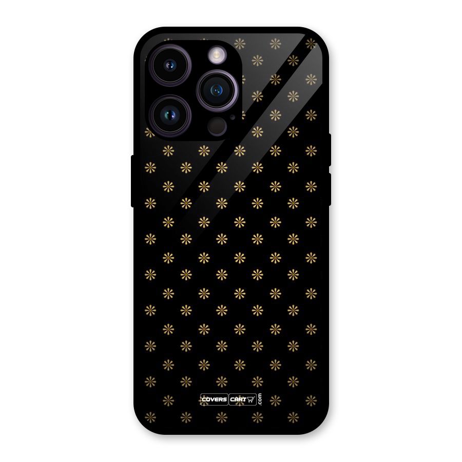 Golden Flowers Glass Back Case for iPhone 14 Pro Max