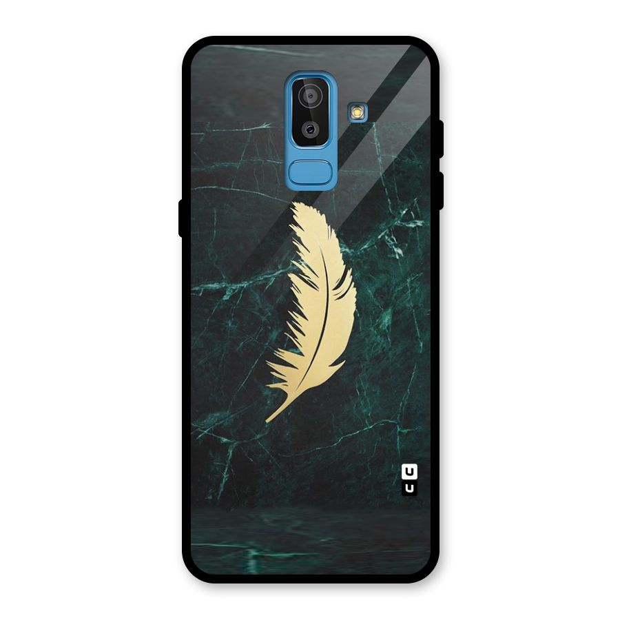 Golden Leaf Glass Back Case for Galaxy J8