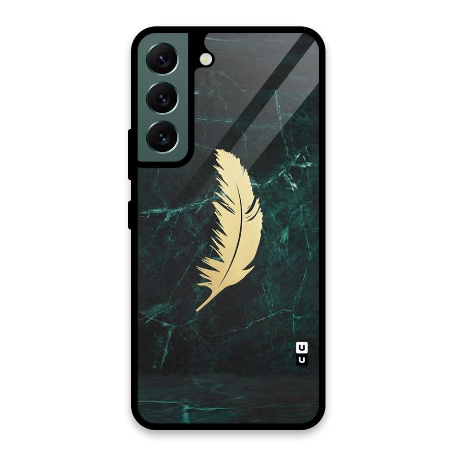 Golden Leaf Glass Back Case for Galaxy S22 5G