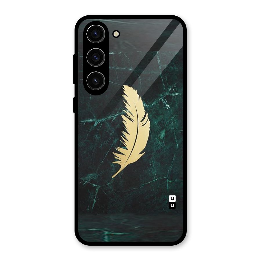 Golden Leaf Glass Back Case for Galaxy S23 Plus