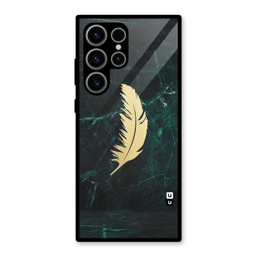 Golden Leaf Glass Back Case for Galaxy S23 Ultra