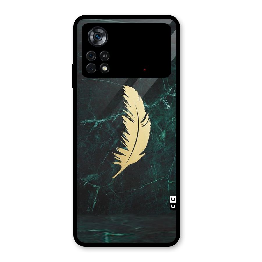 Golden Leaf Glass Back Case for Poco X4 Pro 5G