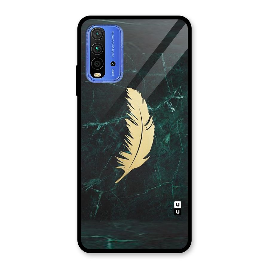 Golden Leaf Glass Back Case for Redmi 9 Power
