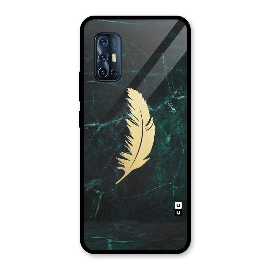 Golden Leaf Glass Back Case for Vivo V17