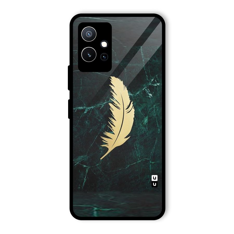Golden Leaf Glass Back Case for Vivo iQOO Z6