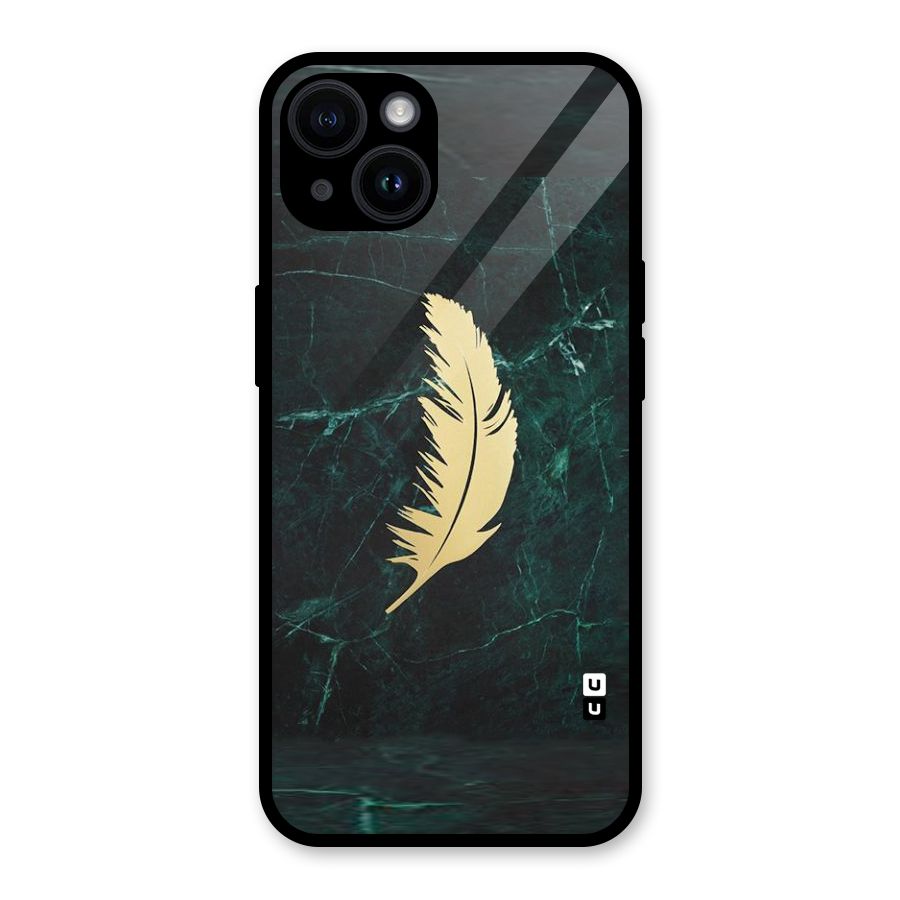 Golden Leaf Glass Back Case for iPhone 14