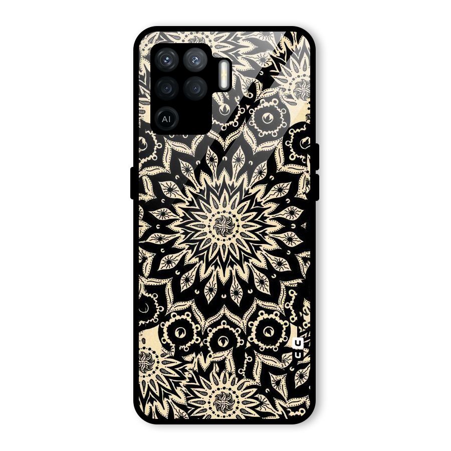 Golden Mandala Glass Back Case for Oppo F19 Pro