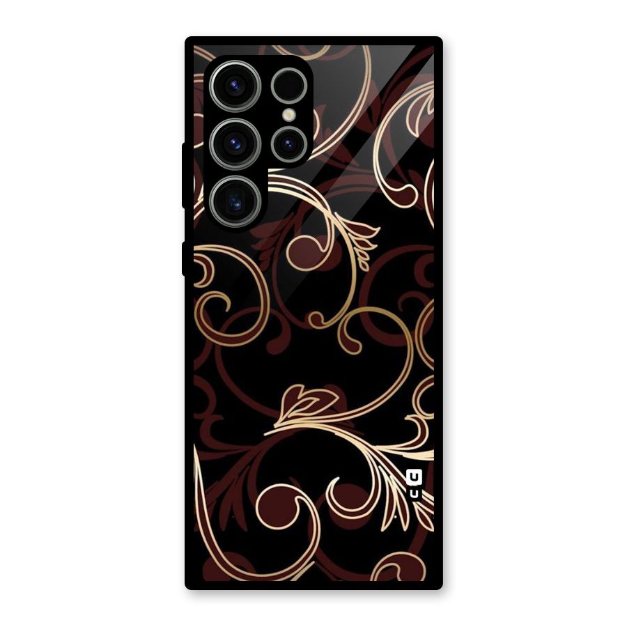 Golden Maroon Beauty Glass Back Case for Galaxy S23 Ultra