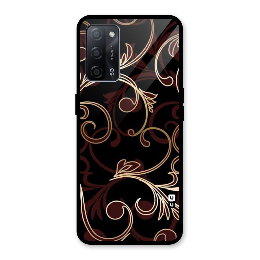 Golden Maroon Beauty Glass Back Case for Oppo A53s 5G