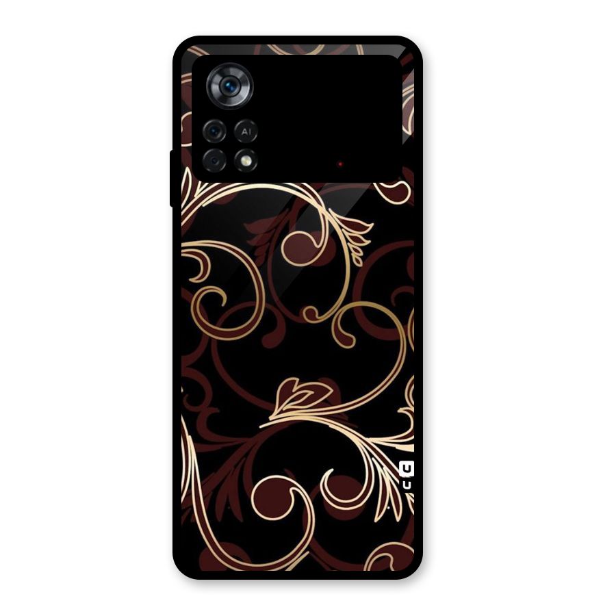 Golden Maroon Beauty Glass Back Case for Poco X4 Pro 5G
