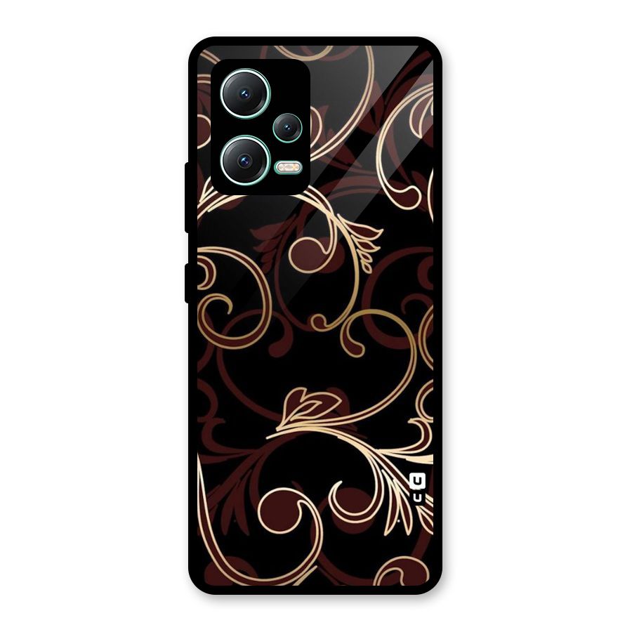 Golden Maroon Beauty Glass Back Case for Redmi Note 12 5G