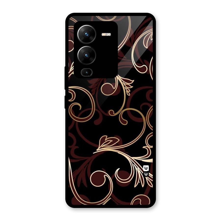 Golden Maroon Beauty Glass Back Case for Vivo V25 Pro