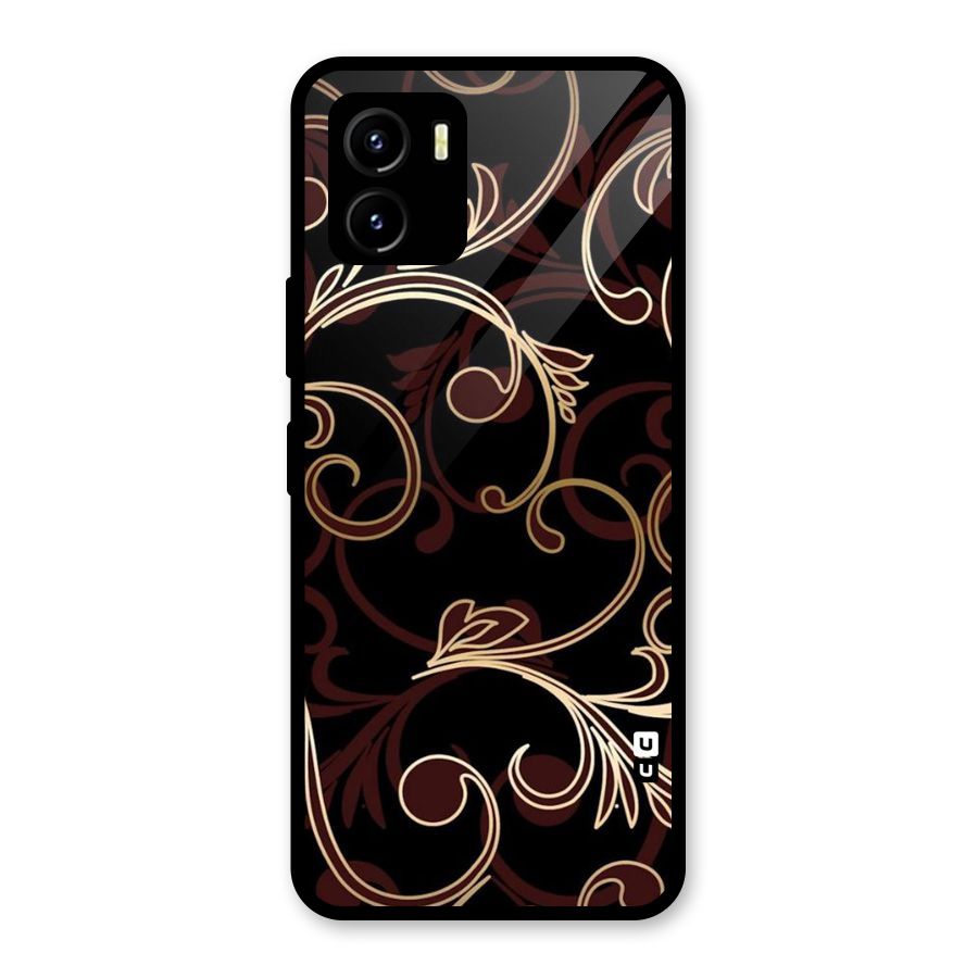 Golden Maroon Beauty Glass Back Case for Vivo Y15s