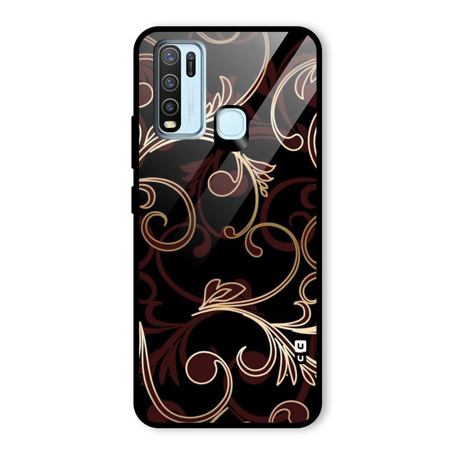 Golden Maroon Beauty Glass Back Case for Vivo Y30