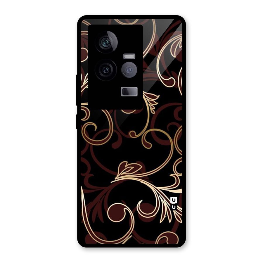 Golden Maroon Beauty Glass Back Case for Vivo iQOO 11 5G