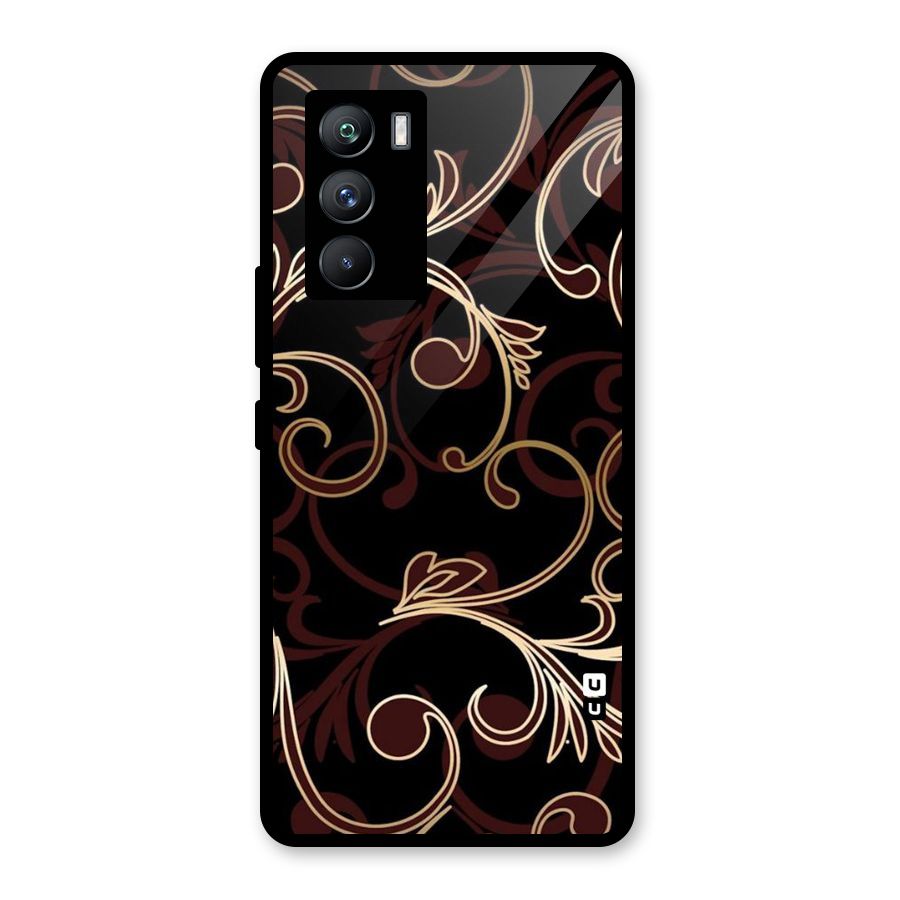 Golden Maroon Beauty Glass Back Case for Vivo iQOO 9 SE