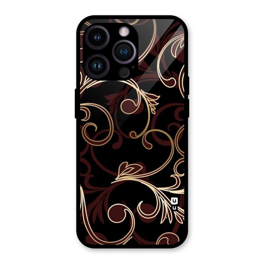 Golden Maroon Beauty Glass Back Case for iPhone 14 Pro Max