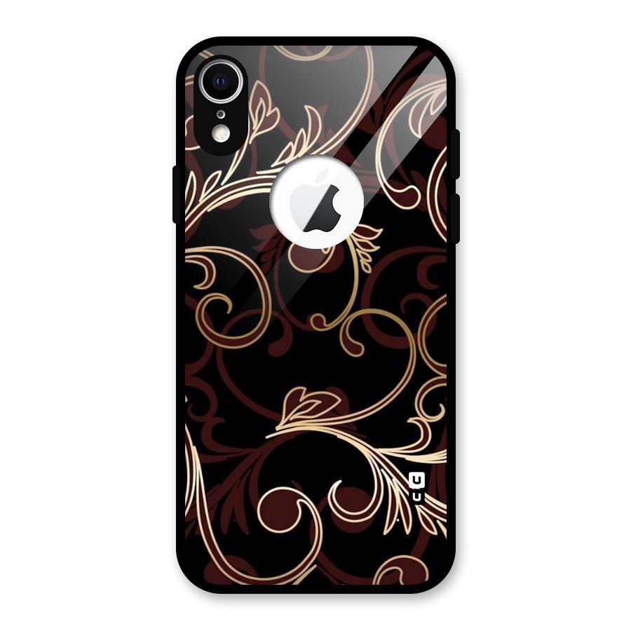 Golden Maroon Beauty Glass Back Case for iPhone XR Logo Cut
