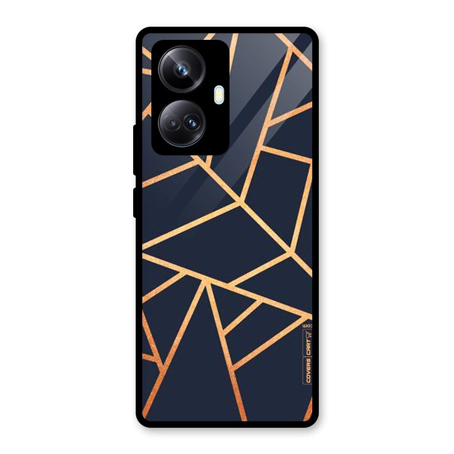 Golden Pattern Glass Back Case for Realme 10 Pro Plus