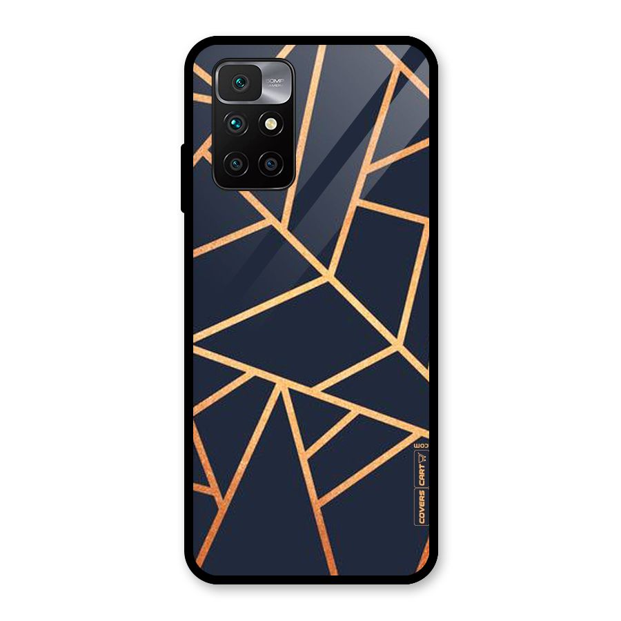 Golden Pattern Glass Back Case for Redmi 10 Prime