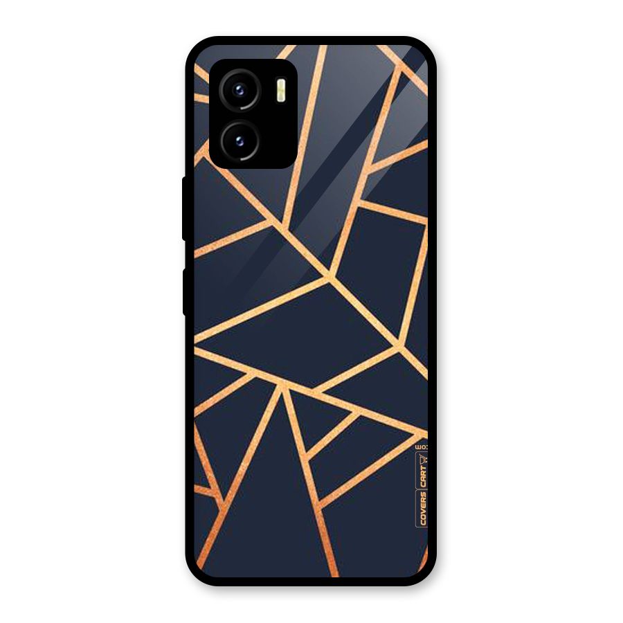 Golden Pattern Glass Back Case for Vivo Y15s