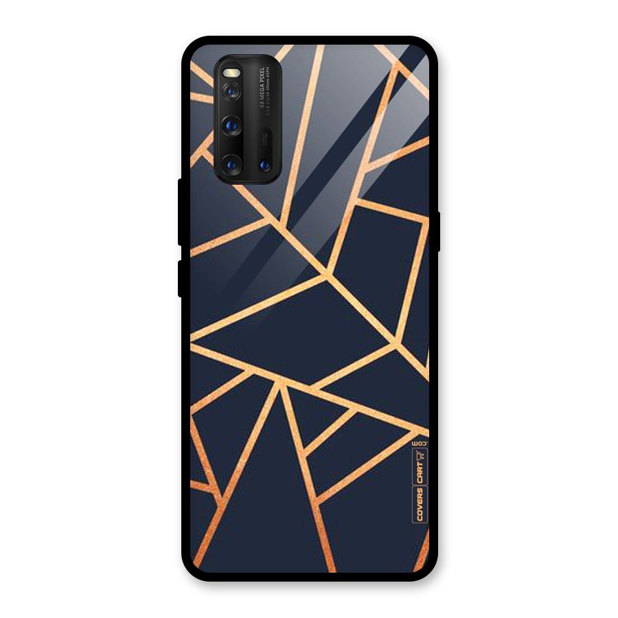 Golden Pattern Glass Back Case for Vivo iQOO 3