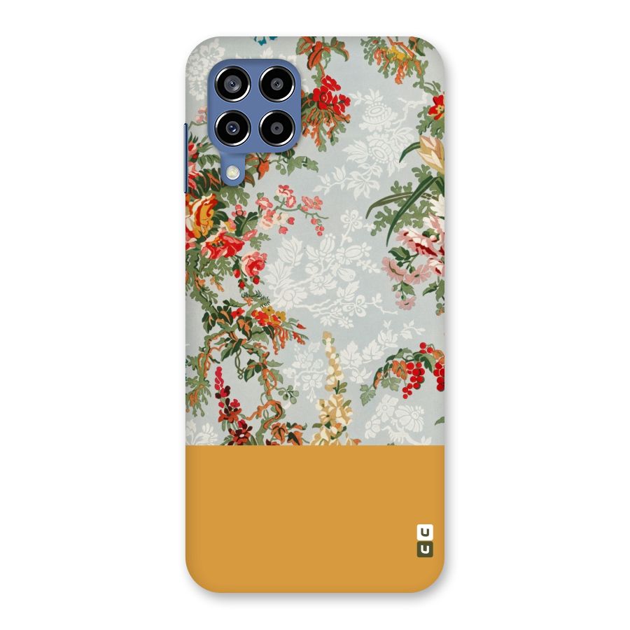 Golden Stripe on Floral Back Case for Galaxy M53 5G