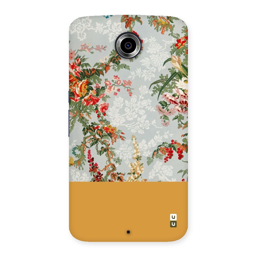 Golden Stripe on Floral Back Case for Nexsus 6