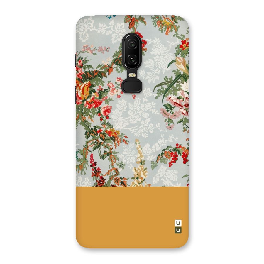 Golden Stripe on Floral Back Case for OnePlus 6