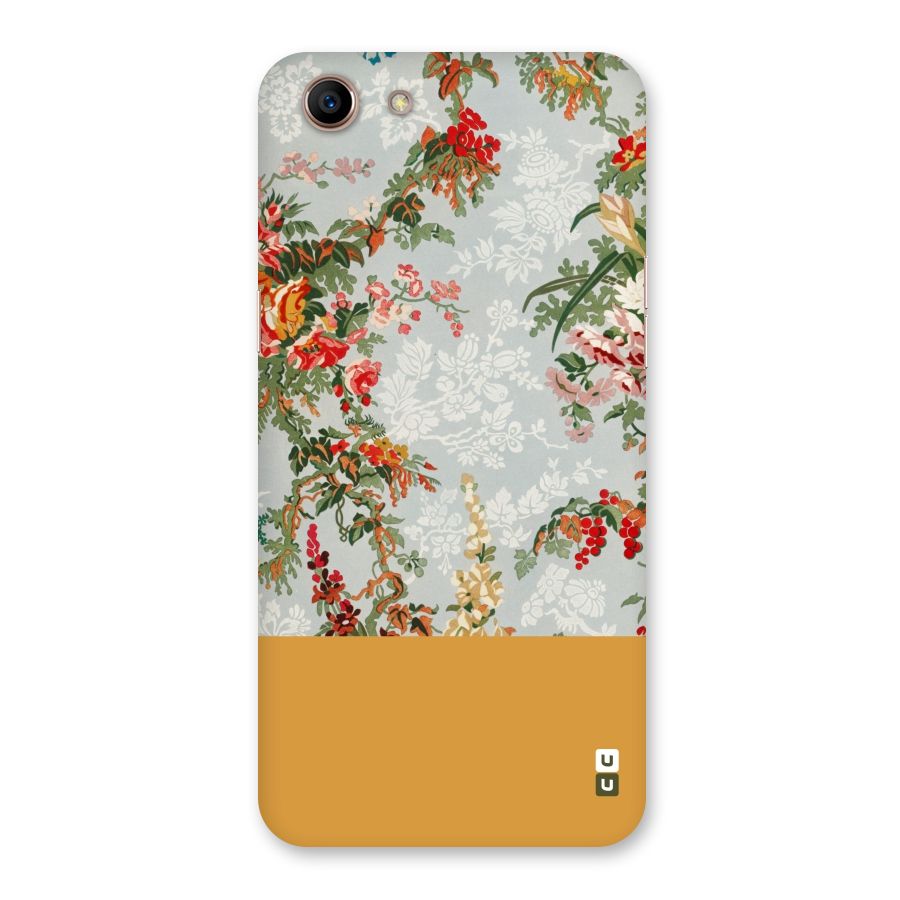 Golden Stripe on Floral Back Case for Oppo A83 (2018)