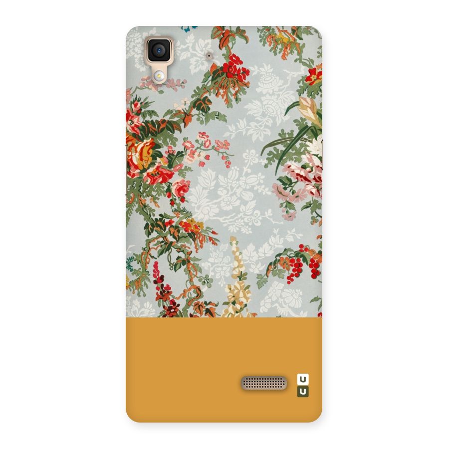 Golden Stripe on Floral Back Case for Oppo R7