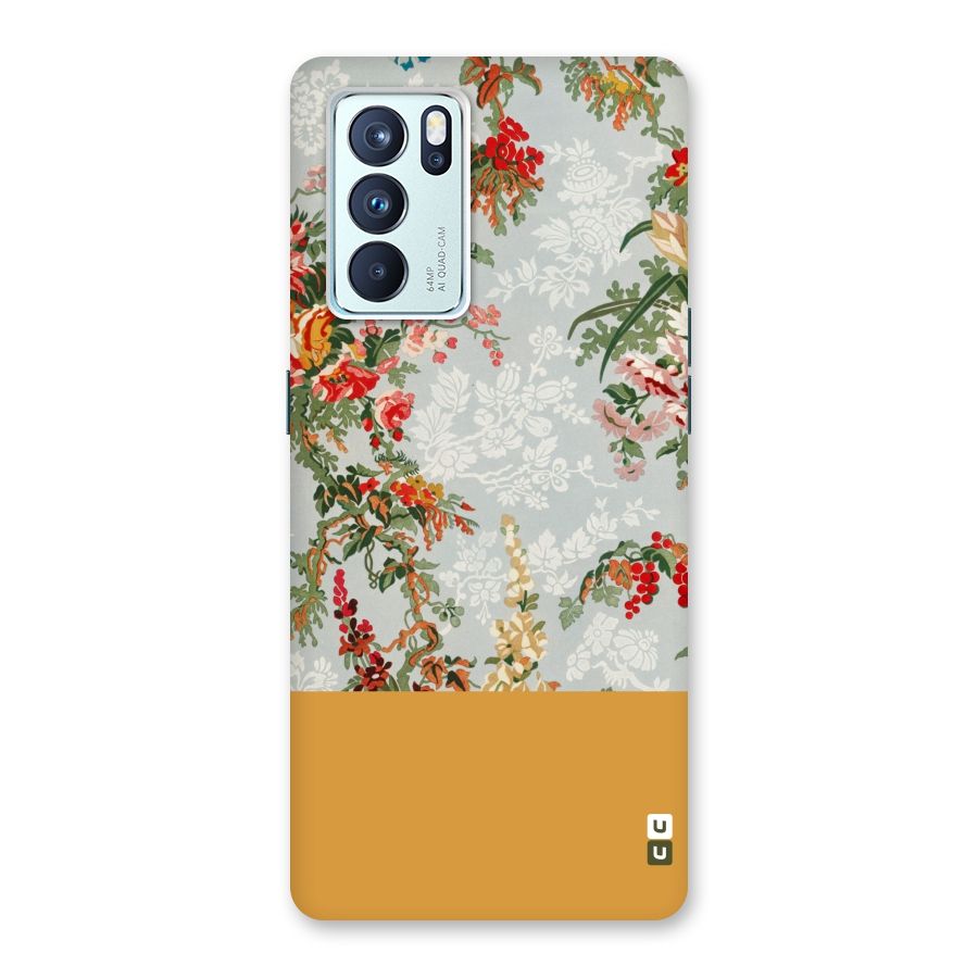 Golden Stripe on Floral Back Case for Oppo Reno6 Pro 5G