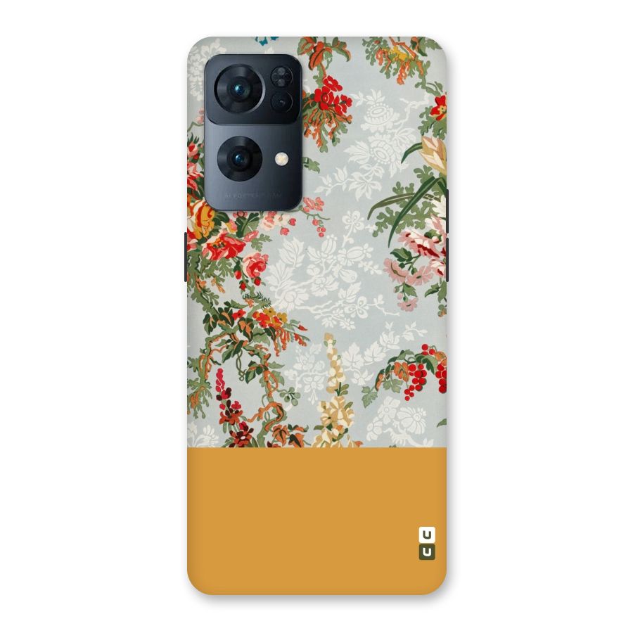 Golden Stripe on Floral Back Case for Oppo Reno7 Pro 5G