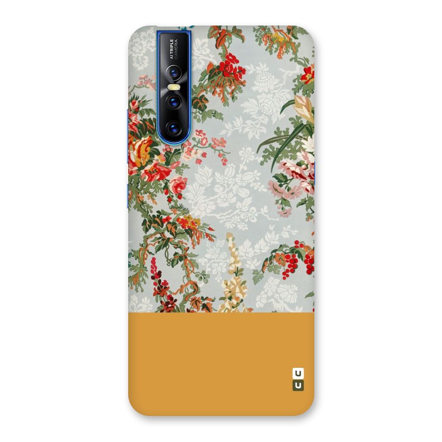 Golden Stripe on Floral Back Case for Vivo V15 Pro