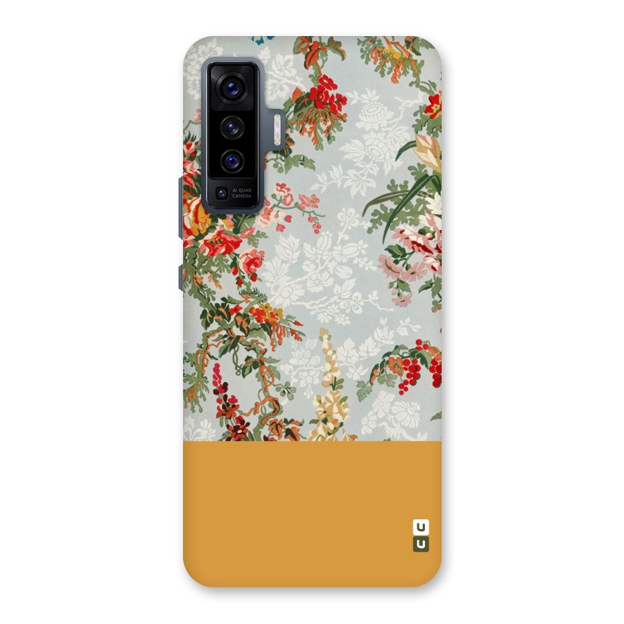Golden Stripe on Floral Back Case for Vivo X50