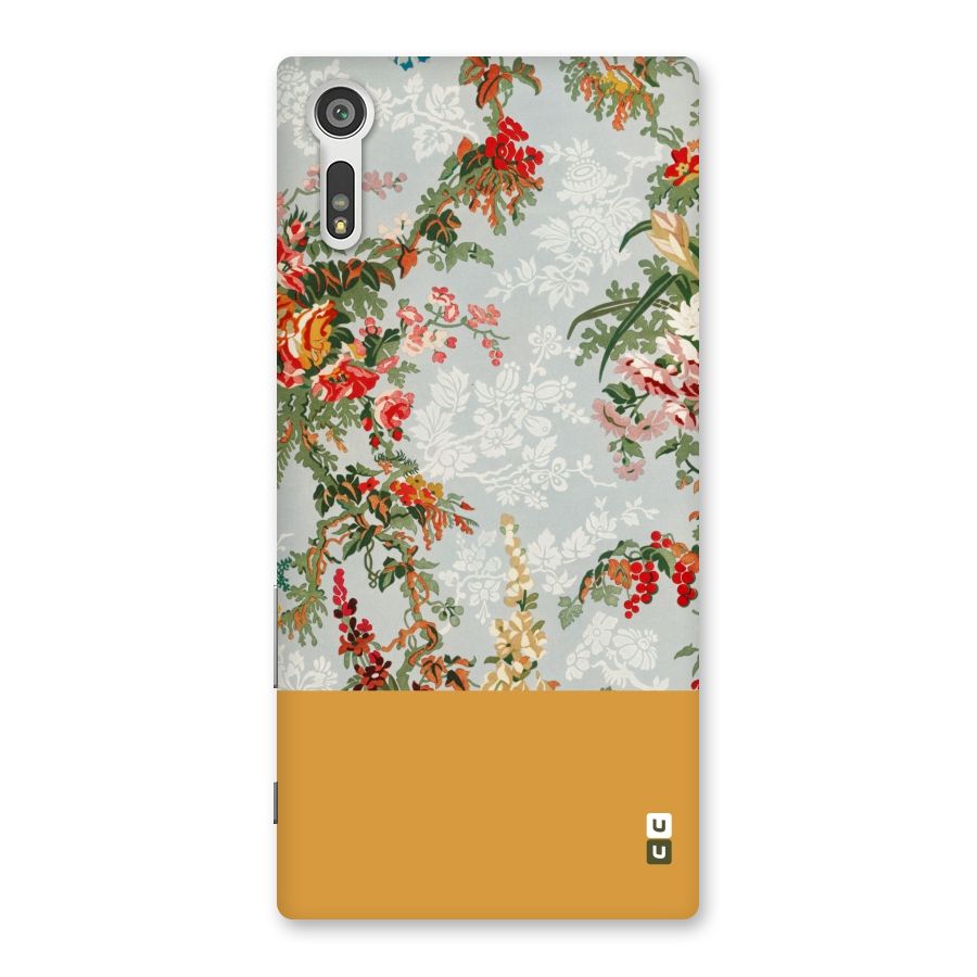 Golden Stripe on Floral Back Case for Xperia XZ
