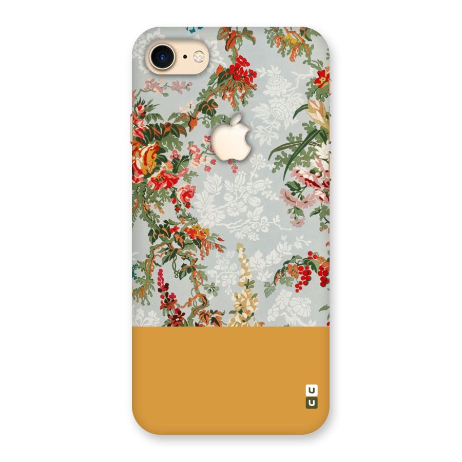 Golden Stripe on Floral Back Case for iPhone 7 Apple Cut