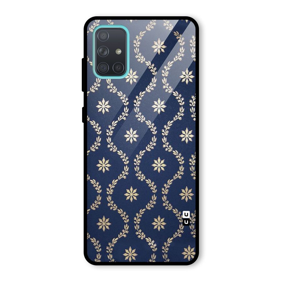 Gorgeous Gold Leaf Pattern Glass Back Case for Galaxy A71