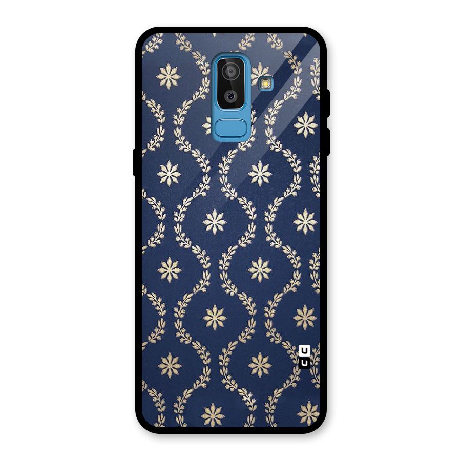 Gorgeous Gold Leaf Pattern Glass Back Case for Galaxy J8