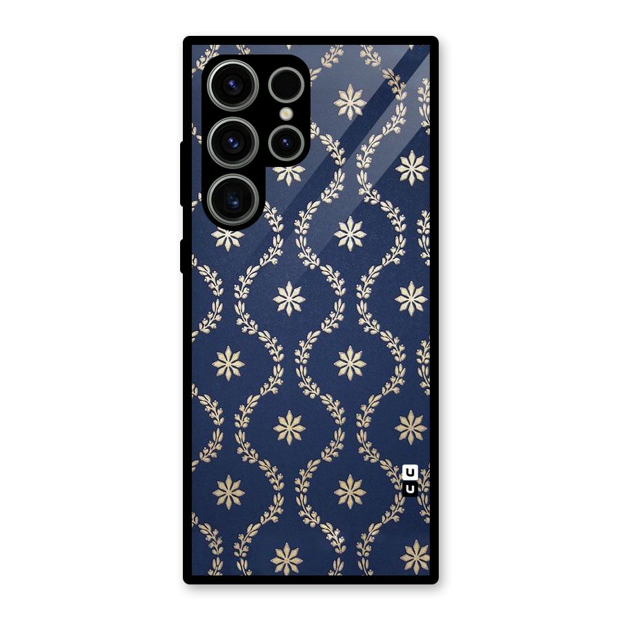 Gorgeous Gold Leaf Pattern Glass Back Case for Galaxy S23 Ultra
