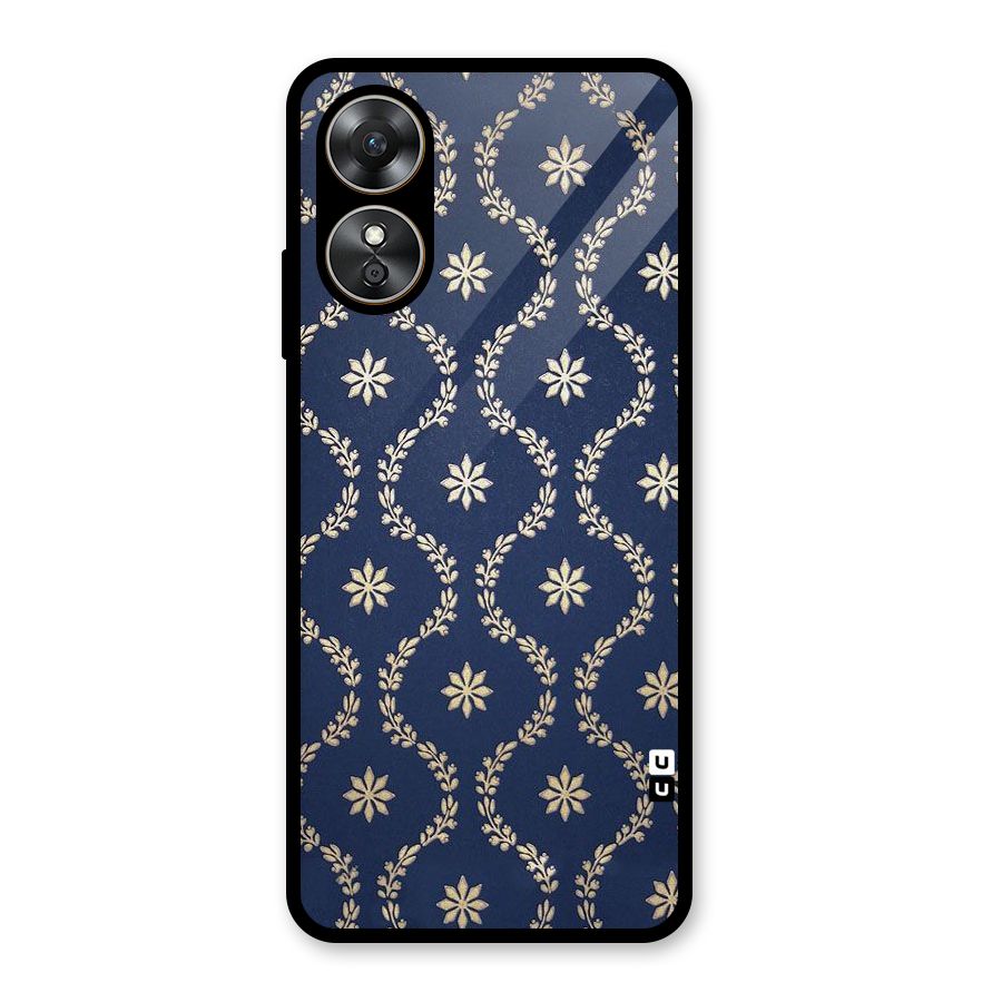 Gorgeous Gold Leaf Pattern Glass Back Case for Oppo A17