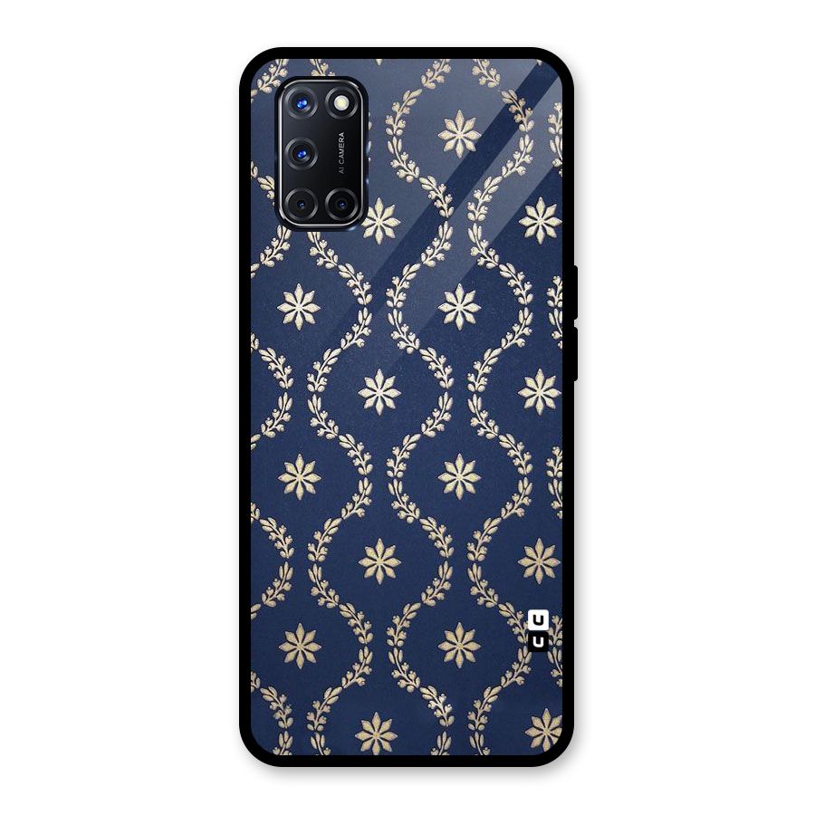 Gorgeous Gold Leaf Pattern Glass Back Case for Oppo A52