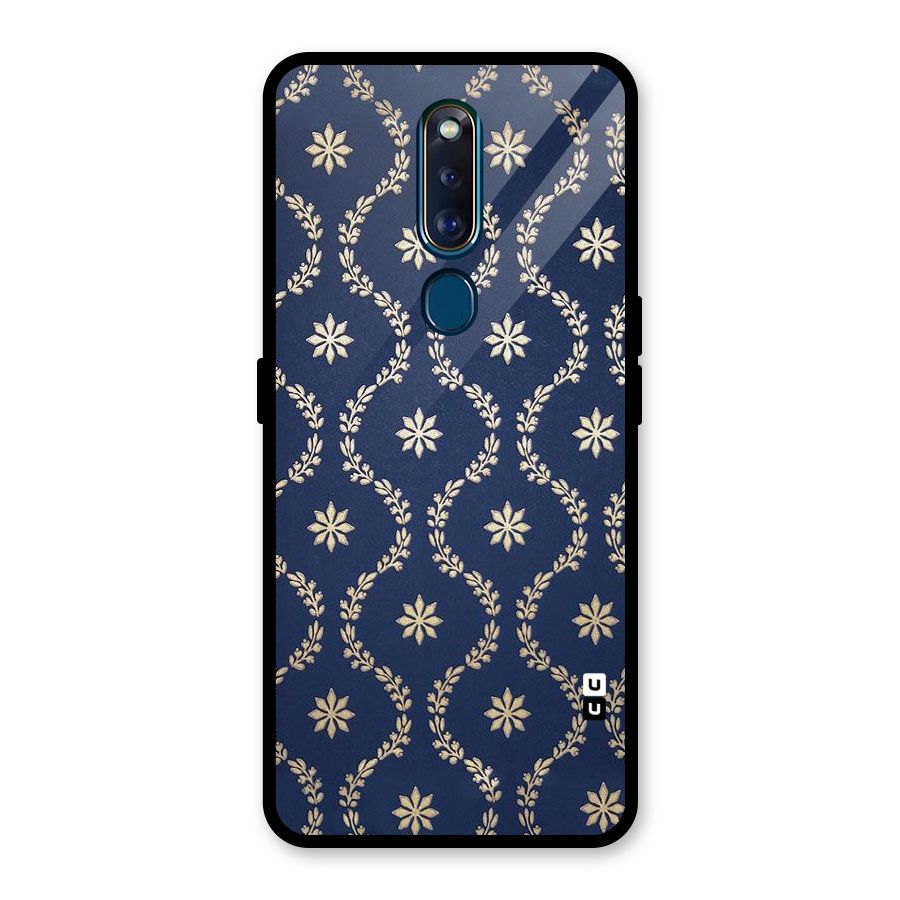 Gorgeous Gold Leaf Pattern Glass Back Case for Oppo F11 Pro